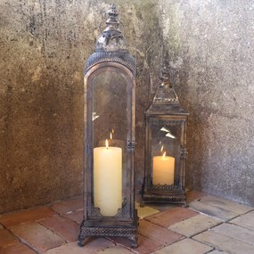 Felinar de exterior, din metal, cu patina aurie, H81cm