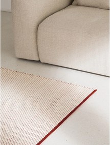 Covor roșu/bej țesut manual din lână 140x200 cm Lenu – noo.ma