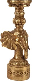 Sfeșnic din polirășină, auriu, model elefant, 38,5 x 14,5 x 12,5 cm, „Mahout”