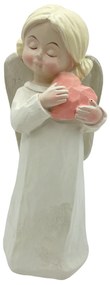 Figurina Inger cu inimioara in maini, Delia, Bej, 15cm