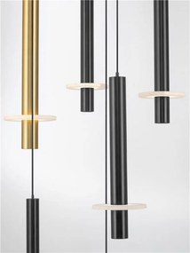 Lustra cu 16 Pendule tub subtire aluminiu auriu si negru LED NOEMI