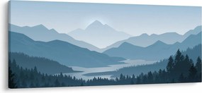 Tablou - Munții cu privirea graficeanului (120x50 cm)