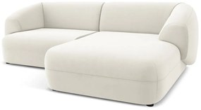 Colțar alb cu tapițerie din catifea (cu colț pe partea dreaptă) Moana – Makamii