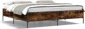 vidaXL Cadru de pat, stejar fumuriu 200x200 cm lemn prelucrat și metal