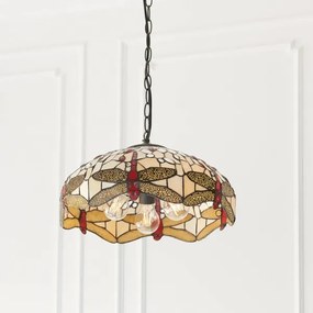 Endon 70824 - Lustru suspendat pe lanț Tiffany DRAGONFLY 3xE27/60W/230V, diametru 41 cm