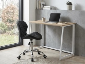 Set pentru birou ZARIMO masa 80x40 cm, alb/stejar sonoma + scaun AVOLA din piele ecologica, negru