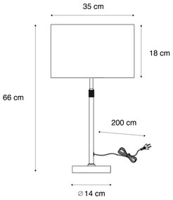 Lampă de masă neagră cu abajur din catifea bronz 35cm - Parte