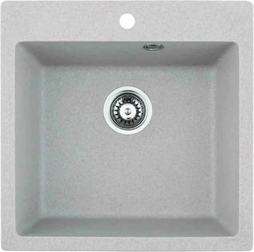 Chiuveta compozit Inter Ceramic finisaj granit gri nisip 50x50 cm cu orificiu baterie