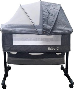 Patut copii transformabil in balansoar bebe Baby Care™ Co-Sleeper, Cu plasa insecte si cosulet depozitare, Design modern, 4 roti cu frana, Dimensiuni