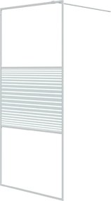 vidaXL Perete de duș walk-in, alb, 90x195 cm, sticlă ESG transparentă