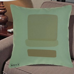 Perna Decorativa Abstract Forme Bej Poudre, 40x40 cm, Verde, Husa Detasabila, Perna Inclusa, BEKZ®