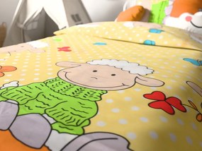 Bavlněné povlečení do postýlky OVEČKY žluté Dimensiune lenjerie de pat: 45 x 65 cm | 90 x 135 cm