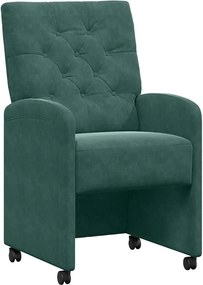 vidaXL Scaune de dining cu roți 2 pcs Verde închis 58 x 67 x 97 cm