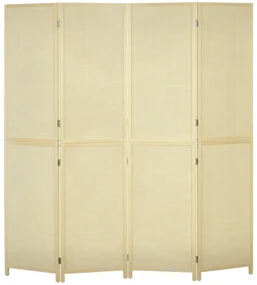 HOMCOM Paravan Interior Pliabil cu 4 Uși, Separator de Cameră din Ratan Bambus, 180x1,6x180 cm, Culoarea Lemnului | Aosom Romania