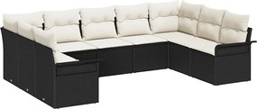 vidaXL Set de canapele pentru grădină 9 pcs Negru poliratan