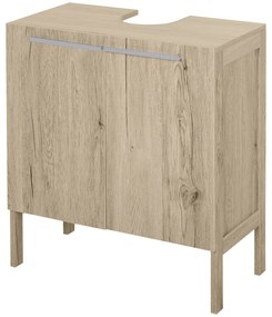 HOMCOM Corp baie sub lavoar - corp sub-chiuvetă - dulap 2 uși cu etajeră - dim. 60L x 30l x 70H cm - MDF imitație lemn gri | Aosom Romania