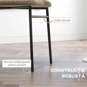 HOMCOM Scaun de masă, Design contemporan și elegant, Material textil cu efect de in, Oțel, 52 x 55 x 80 cm,  Maro deschis | Aosom Romania