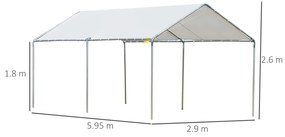 Outsunny Prelată Auto Rezistentă la Apă cu Kit de Ancorare, 5.95x2.9x2.6m, Albă | Aosom Romania