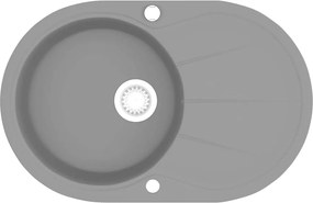 vidaXL Chiuvetă de bucătărie din granit cu o cuvă, gri, oval