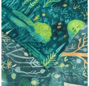 Cearsaf din microfibra 140x240 cm si husa pentru perna 50x70 cm NEON FOREST, colorat
