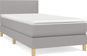 vidaXL Pat box spring cu saltea, gri deschis, 80x200 cm, textil
