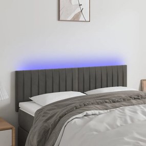 3121899 vidaXL Tăblie de pat cu LED, gri închis, 144x5x78/88 cm, catifea