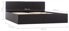 Cadru pat hidraulic, depozitare, negru 160 x 200 cm, piele eco Negru, 160 x 200 cm