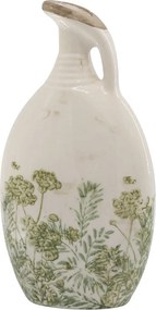 Carafă decorativă din ceramică cu model floral, H27/L14/l8 cm, verde, „Laval”