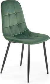 Scaun tapitat K417, verde/negru, stofa catifelata/metal, 46x56x87 cm