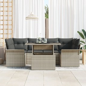 vidaXL Set de canapele pentru grădină 7 pcs Gri deschis Rattan poli