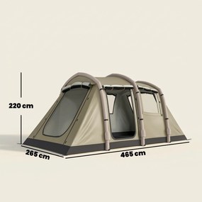 Outsunny Cort gonflabil 5-6 persoane Montare rapidă Cort outdoor pentru camping cu pompă Ferestre din plasă țăruși Prelată frontală | Aosom Romania