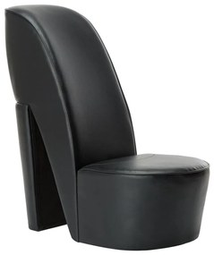 Scaun, design toc înalt, negru, piele ecologică