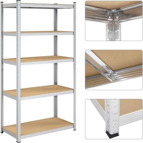 Raft Songmics, 5 rafturi, 50 x 100 x 200 cm, Silver, GLR050E01