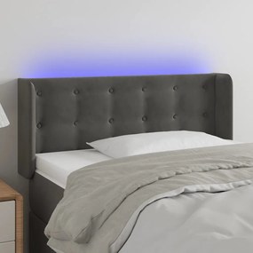 3123707 vidaXL Tăblie de pat cu LED, gri închis, 93x16x78/88 cm, catifea