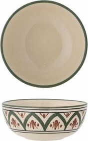 Bol din ceramică, verde, model mediteranean pictat manual, 4 x 10 cm, „Karlie”