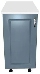 Corp inferior cu 1 Usa Zebra, Alb / MDF Albastru, si blat Alb 40 x 85 x 60