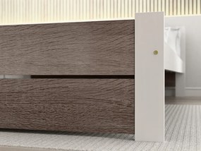 Pat dublu Culoare alb/stejar trufa, IKAROS DOUBLE 140 x 200 cm Saltele: Fara saltea, Somiera pat: Fara somiera
