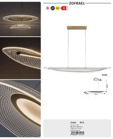 Lustra LED suspendata din metal auriu Zofrael L-94cm