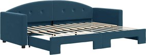 vidaXL Pat de zi cu extensie, albastru, 80x200 cm, catifea