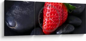 Tablou cu căpșună (cu ceas) (90x30 cm)