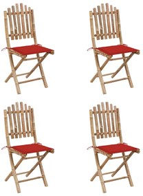 3063966 vidaXL Set mobilier de exterior pliabil, cu perne, 5 piese, bambus