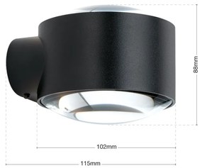 Aplica LED iluminat ambiental up/down IP65 TATRA negru