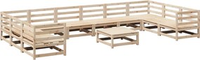 vidaXL Set canapea de grădină, 11 piese, lemn masiv de pin