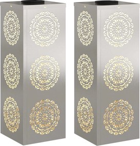 vidaXL Lumină LED Solară pentru Alei 2 pcs Argintiu Oţel inoxidabil