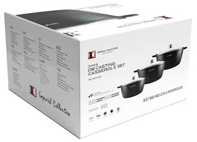 Set oale marmorate cu capac, Imperial Collection IM-CAS3-LM, 3 piese, negru Negru