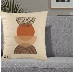 Perna Decorativa Boho Stiva Forme Punctate Terracotta, 40x40 cm, Bej, Husa Detasabila, Perna Inclusa, BEKZ®