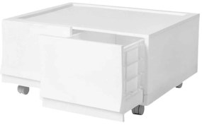 Cutie de depozitare modulară Wave twin Snow curoți 54,6 x 43,4 x 22 cm, Larg - 2 sertare - rotițe