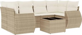 vidaXL Set canapele de grădină, 7 piese, cu perne, bej, poliratan