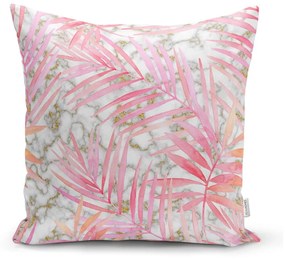 Set 4 fețe de pernă decorative Minimalist Cushion Covers Pink Leaves, 45 x 45 cm