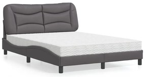 vidaXL Pat cu saltea, gri, 120x200 cm, piele ecologică